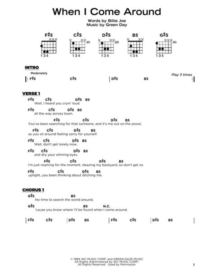 Green Day When I Come Around Chords: A Comprehensive Guide