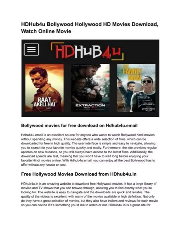 HDHub4u Bollywood: Your Ultimate Destination for High-Quality Bollywood Movies