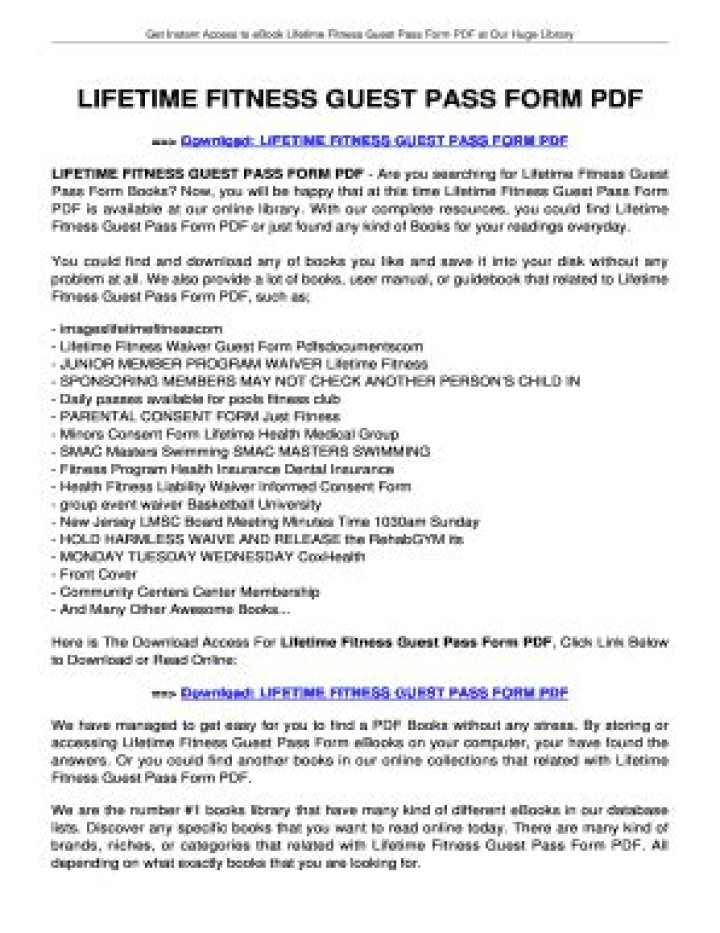 Unlocking the Benefits of Lifetime Fitness Guest Pass: Your Ultimate Guide