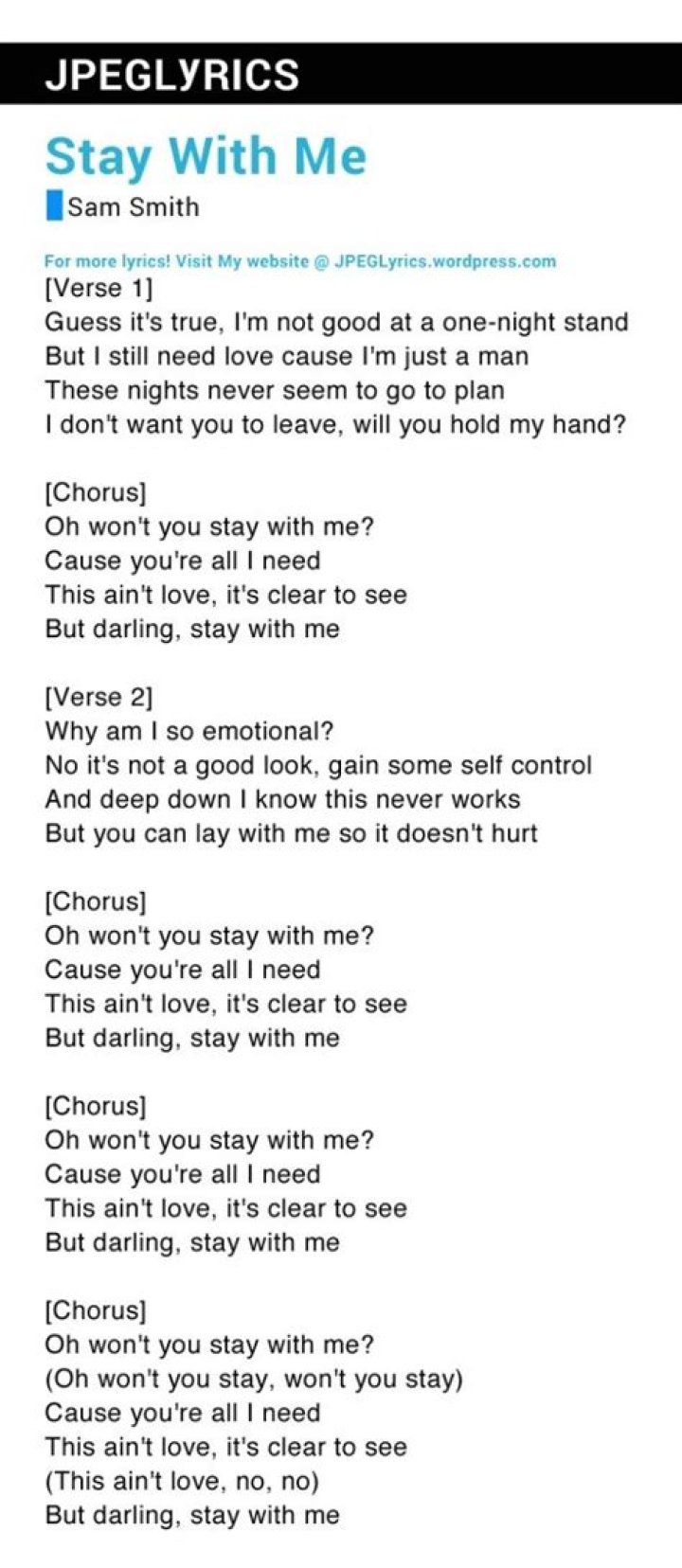 Exploring the Depths of "Stay With Me" Lyrics